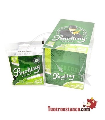 Filtros Smoking de Menta 6 mm, 10 bolsitas de 120 filtros