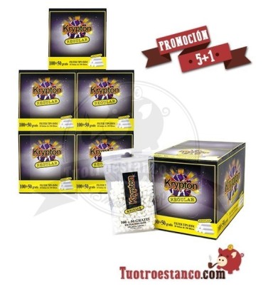 Filtros Krypton 8 mm 5 Estuches + 1 Gratis. Un total de 108 bolsitas de 150 filtros cada una.