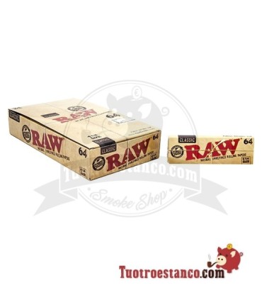Papel RAW 1 1/4 de 78 mm - 24 libritos de 64 hojas cada uno.