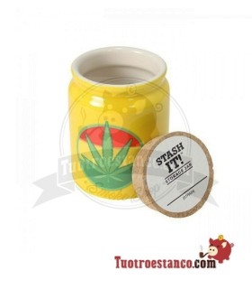 Bote Cerámica Hoja Rasta Amarillo 300 ml