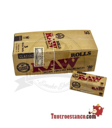 Carta Raw Roll King Size 3-m - 12 libretti