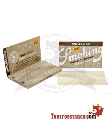Papel Smoking Thinnest Brown Ultra Fino Doble Ventana 70 mm