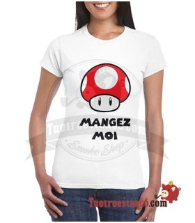 Camiseta Blanca Diseño Seta Mario Para Chica