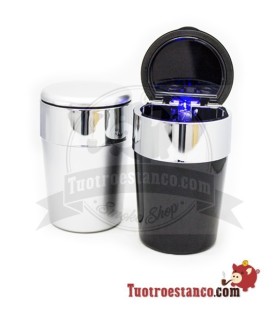 Cenicero Auto LED Argento e Nero