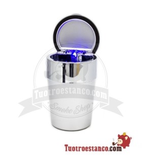 LED Autoaschenbecher Silber & Schwarz