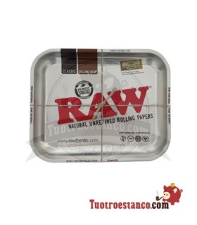 Rauw zilveren metalen tray 34 x 27,5 cm
