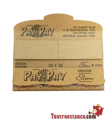 Papel Pay-pay Origin Slim + tips de 110  mm - 24 libritos