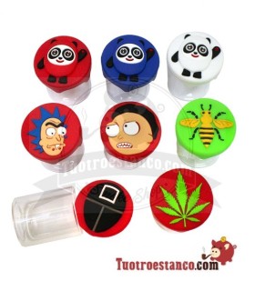Frasco de vidro com tampa decorada em silicone 5 cm