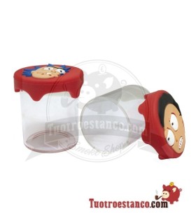 Glaspot met versierd siliconen deksel 5 cm