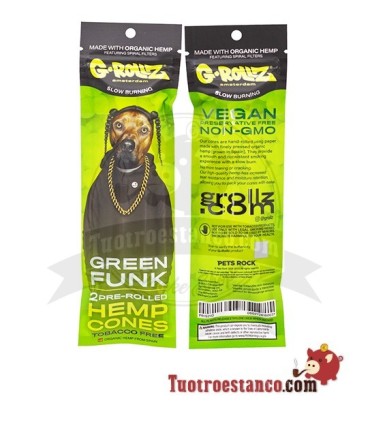 Papel G-Rollz Pets Rock 2 Green Funk Pre Rolled Hemp
