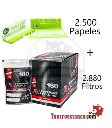 2 Papel Gizeh 78mm + Filtros X-trem 6mm LONG