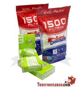 2 Papel Gizeh 78mm + 2 Bolsas Filtros 1500 SD 6mm