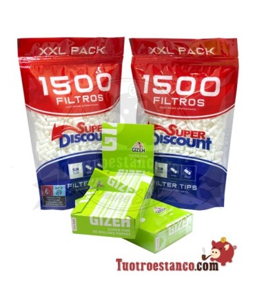 2 Cartine Gizeh da 78 mm + 2 sacchetti filtro SD 1500 da 6 mm
