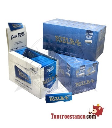 100 Blue rizla Booklets 70mm + 2 Filter Cases rizla 5.7mm