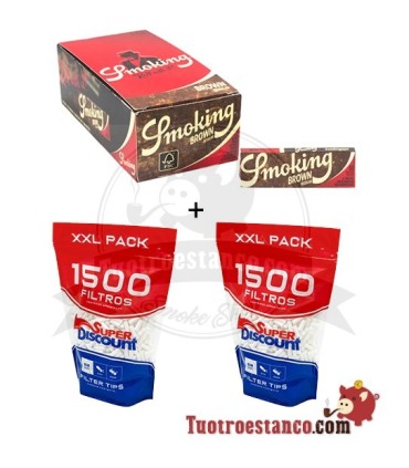 Smoking Brown 70mm - 50 libritos + 2 Bolsas SD 1.500 de 6mm