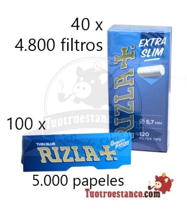 100 livrets rizla bleus 70mm + 2 étuis à filtres rizla 5.7mm