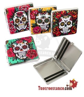 Champ Mex Crâne et Fleurs 20 cigarettes en métal
