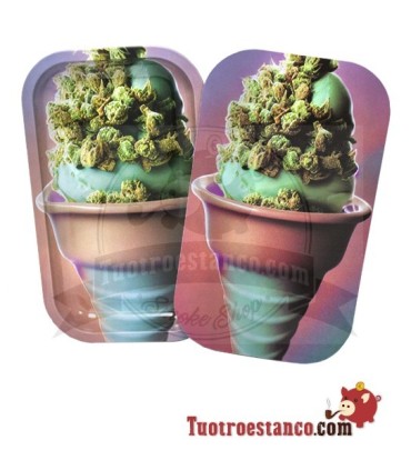 Tabuleiro de metal + tampa de gelado 27x16cm