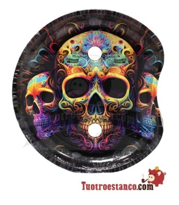 Bandeja pequeña medialuna con soporte - Calavera Mexicana