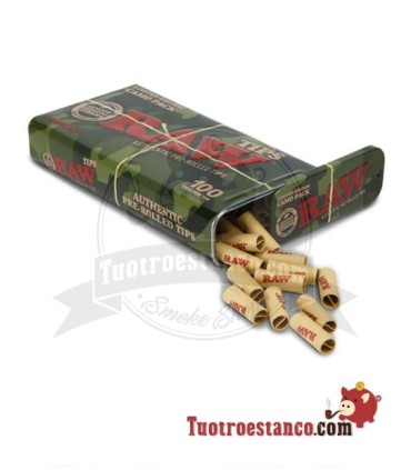 Raw voorgerolde filters 100u + camouflage metalen doos