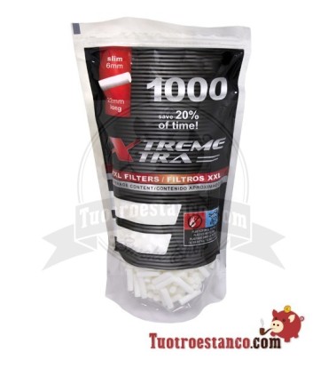 Filtros X-trem Slim 6mm 1000 Filtros Largos Bolsa XL