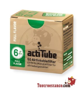 Filtros de carbón Actitube Extra Slim Full Flavor 50 filtros