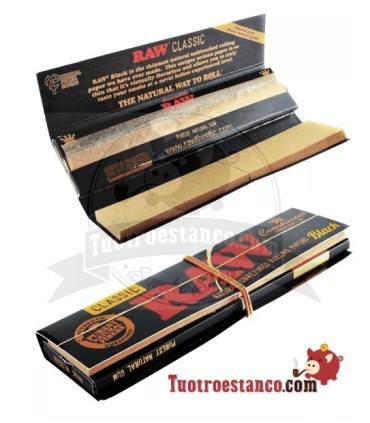 RAW King Size ZWART Connoisseur Papier van 110 mm + Tips - 24 eenheden