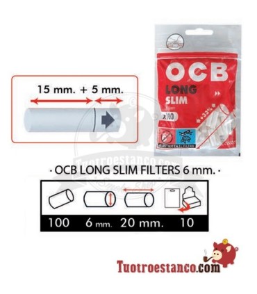OCB Slim LONG 6mm Filters 100 Filters