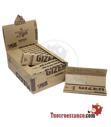 Gizeh King Size Slim Ongebleekte Hoes 107 mm + Tips - 26 boekjes