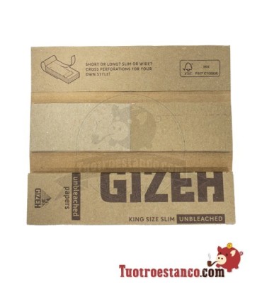 Gizeh King Size Slim Ongebleekte Hoes 107 mm + Tips - 26 boekjes