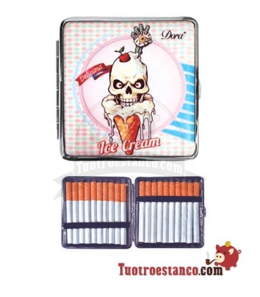 Pitillera Zombie Calavera Cream de 20 cig